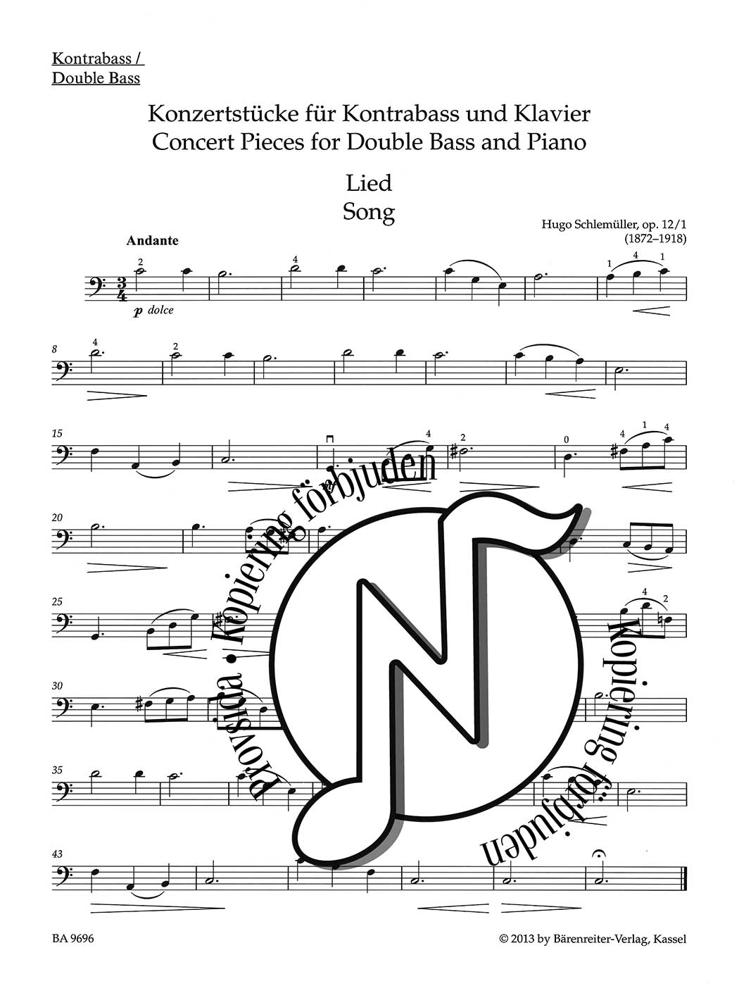 Double Bass Collection: Concert Pieces for Double Bass and Piano