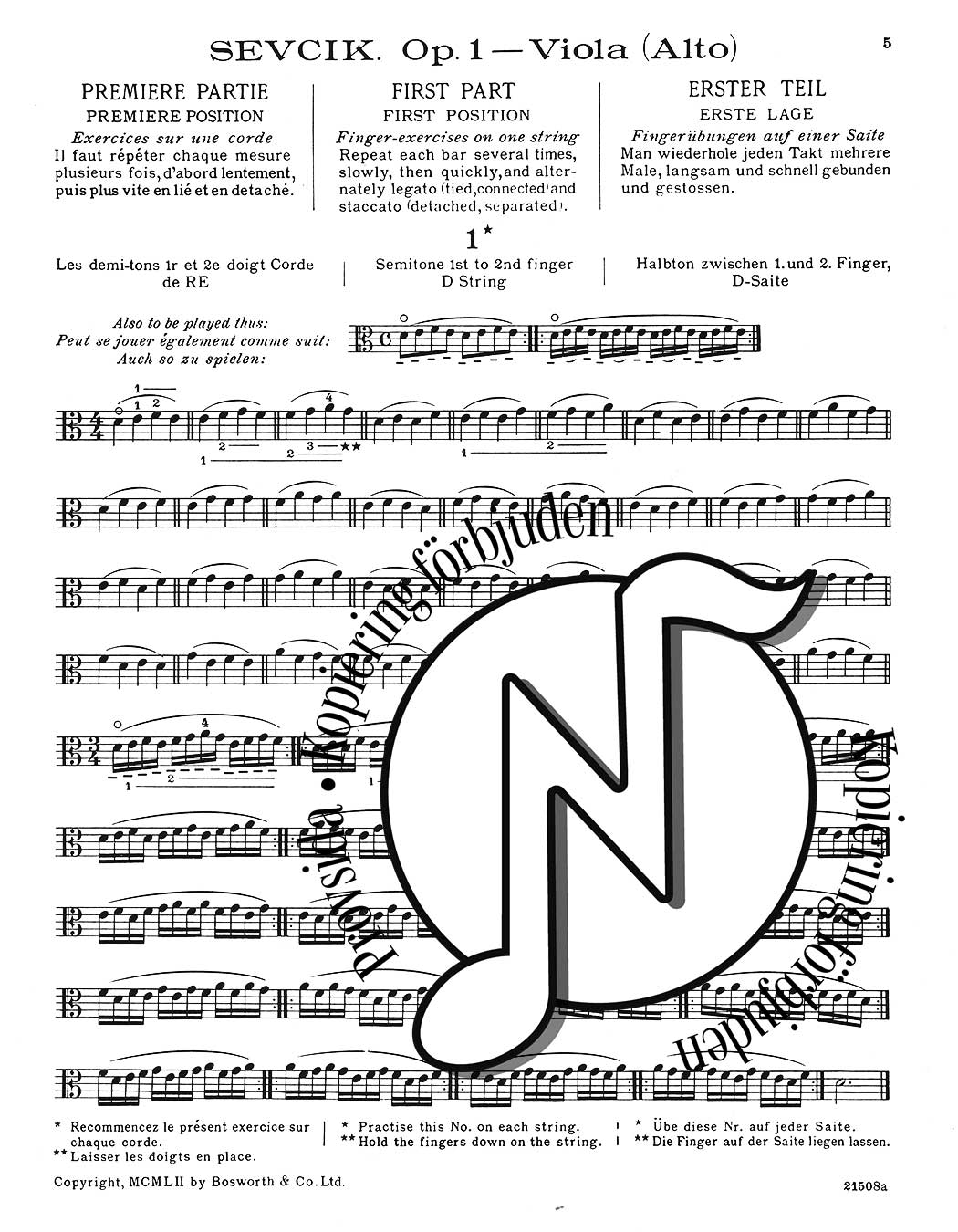 Ševcík Op. 1 Part 1: School of Technique for Viola