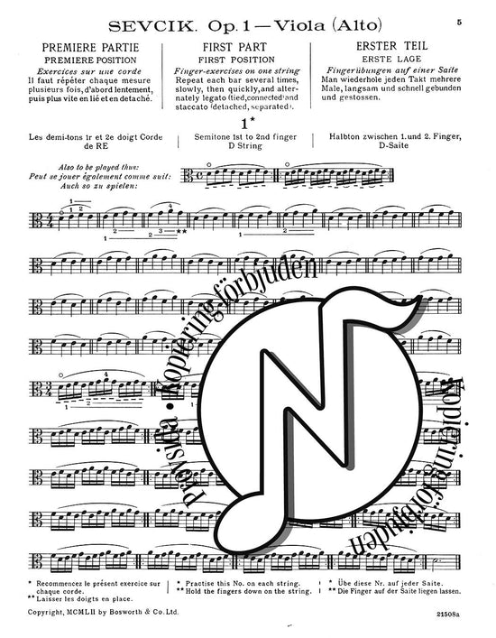 Ševcík Op. 1 Part 1: School of Technique for Viola
