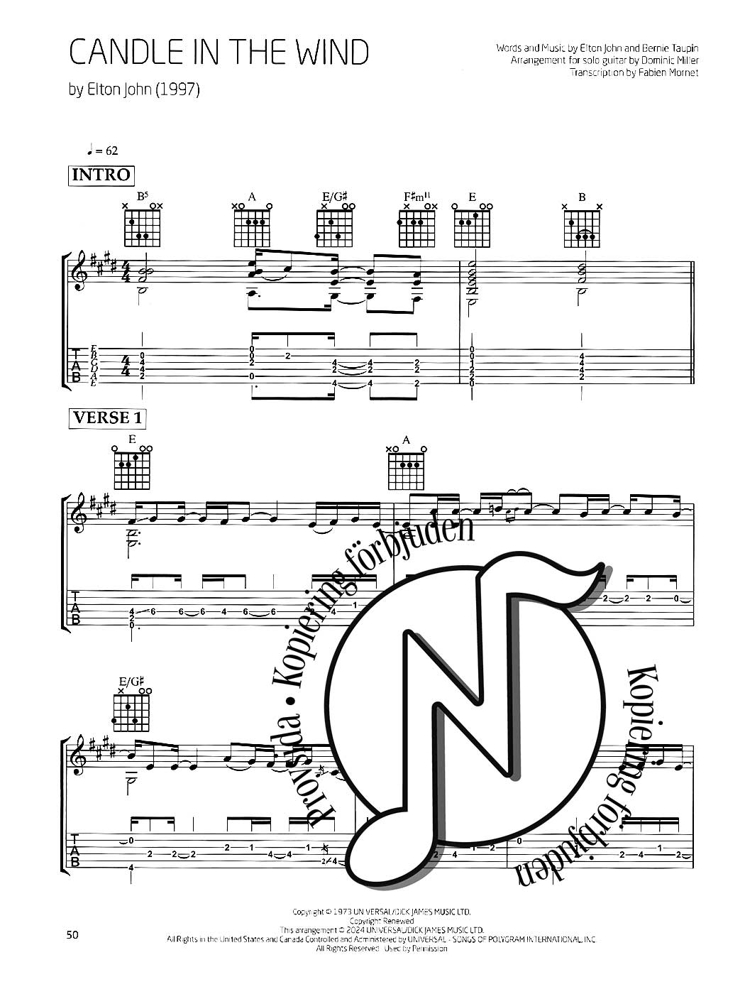 Song Classics for Solo Guitar
