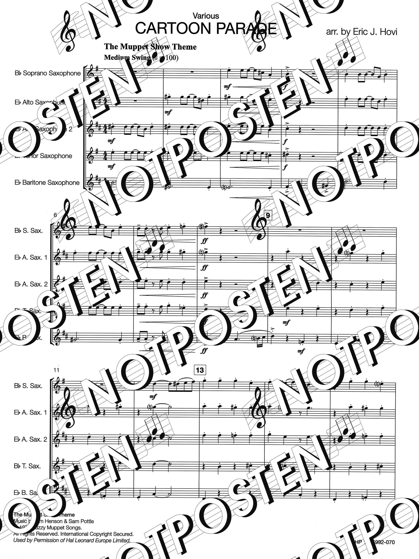 Cartoon Parade Saxophone Quintet