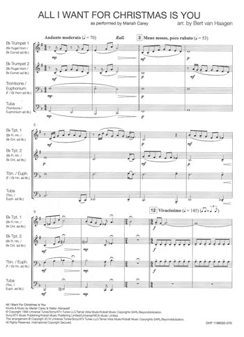 All I Want for Christmas Is You Brass Quartet