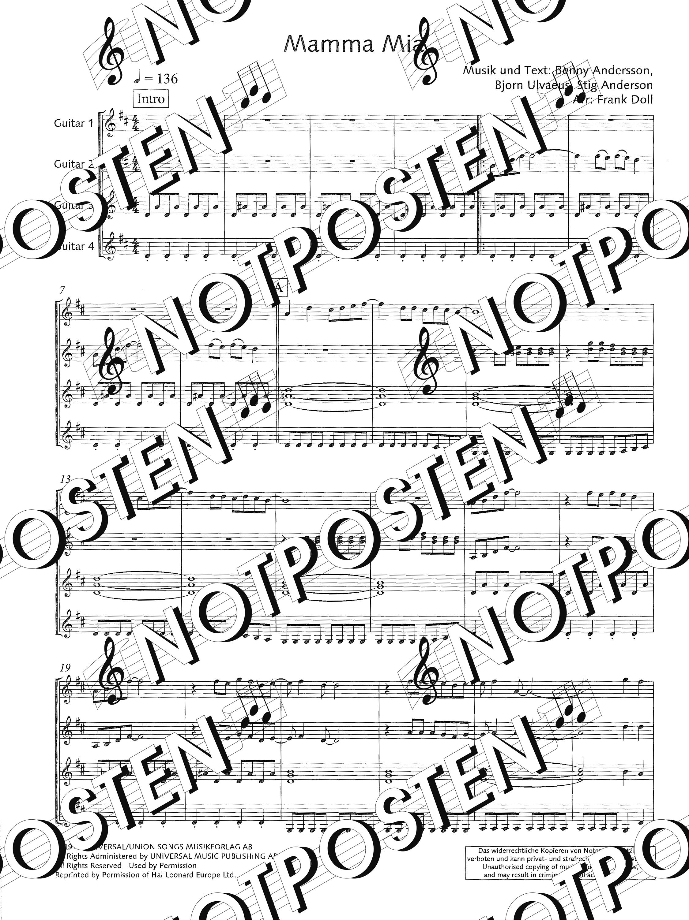 Mamma Mia for Guitar Ensemble