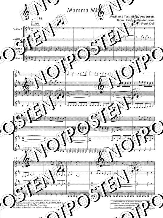 Mamma Mia for Guitar Ensemble