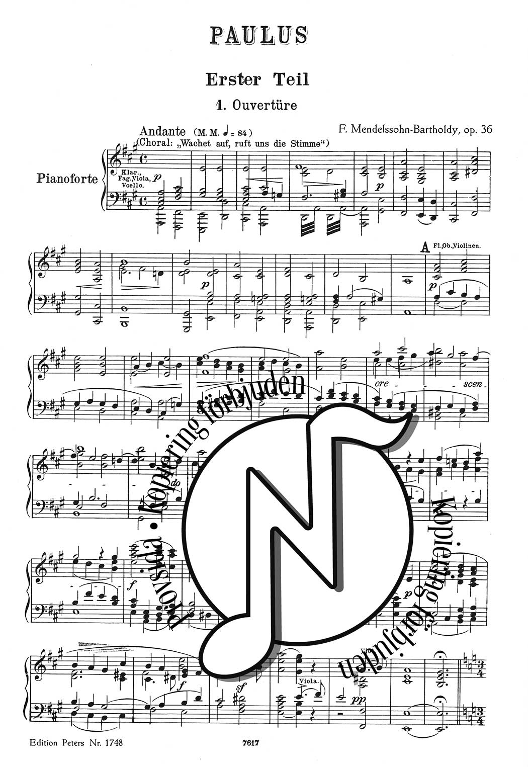 Mendelssohn: Paulus Opus 36 Klaverutdrag SATB+piano