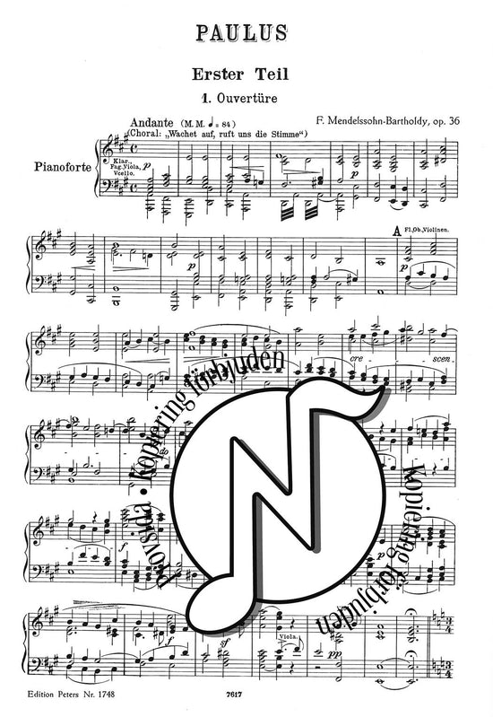 Mendelssohn: Paulus Opus 36 Klaverutdrag SATB+piano