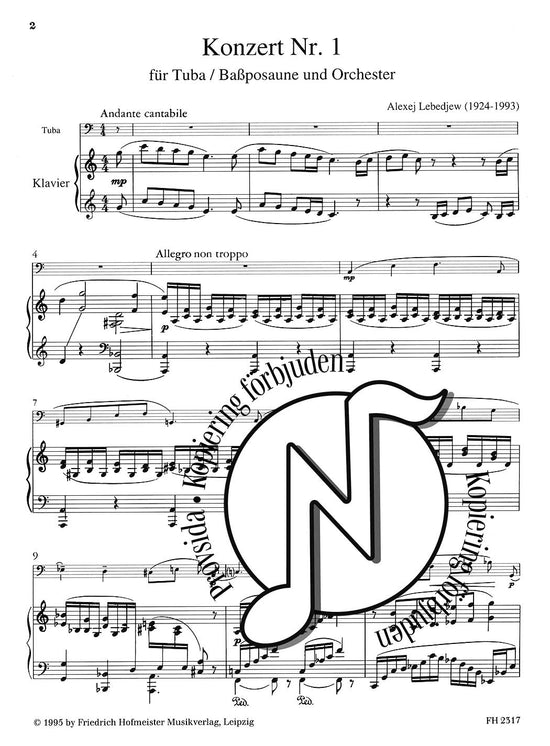 Alexej Lebedjew: Concerto No. 1 for Tuba/Bass Trombone and Piano