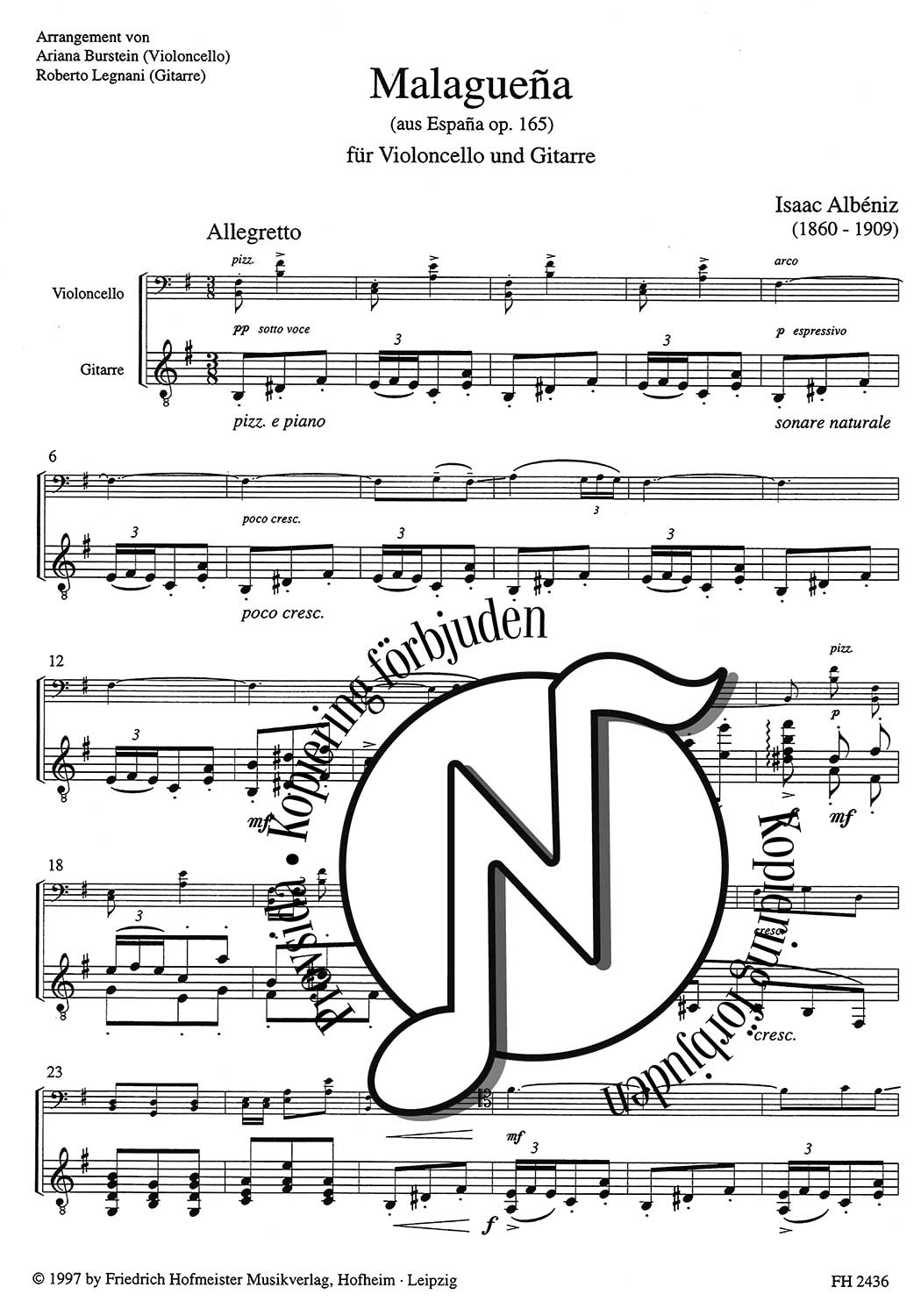 Isac Albeniz: Malagueña Violoncello & Gitarre
