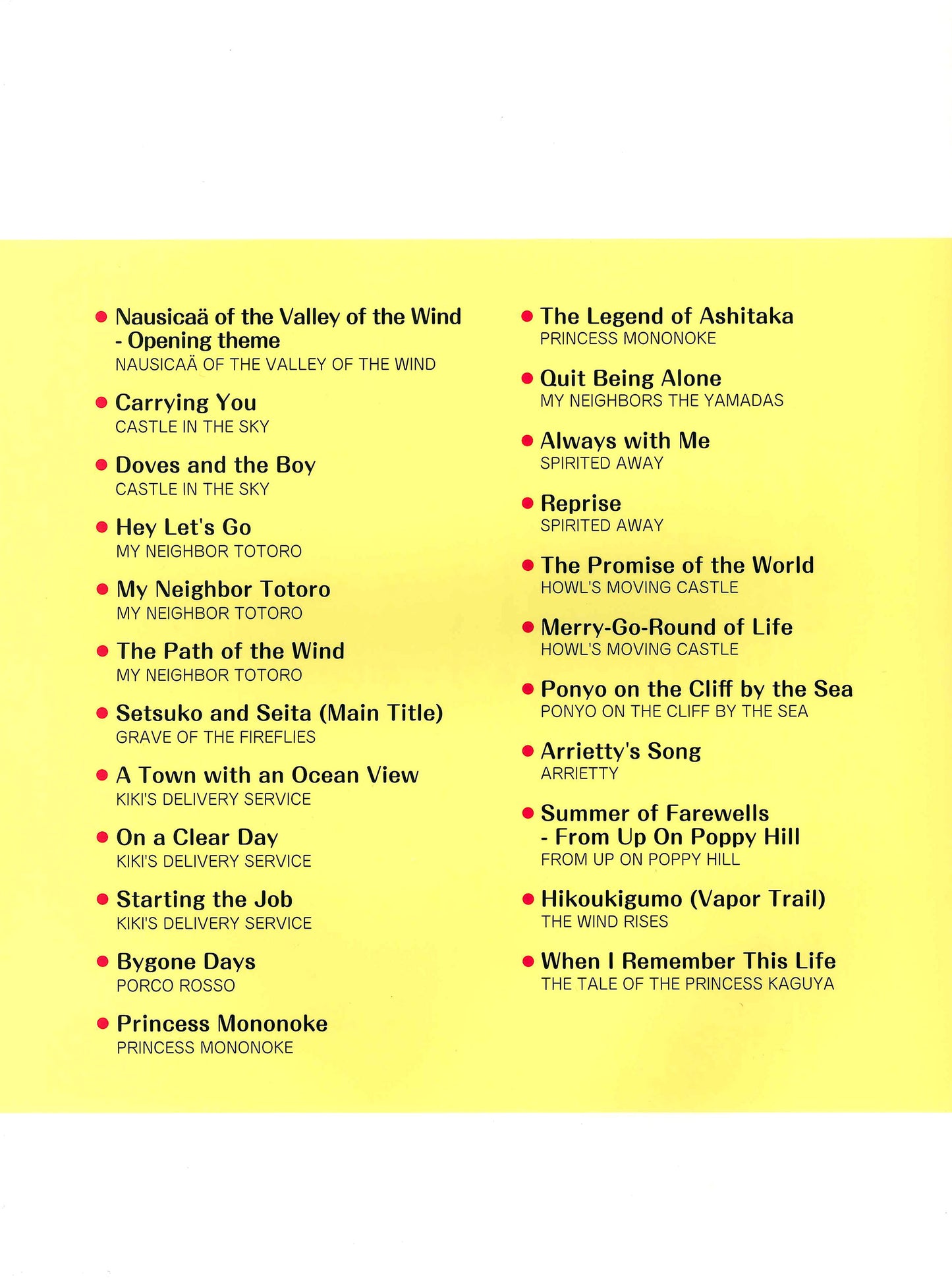 Studio Ghibli Songs in C major