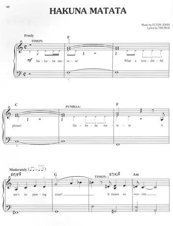 Disney The Lion King Easy Piano