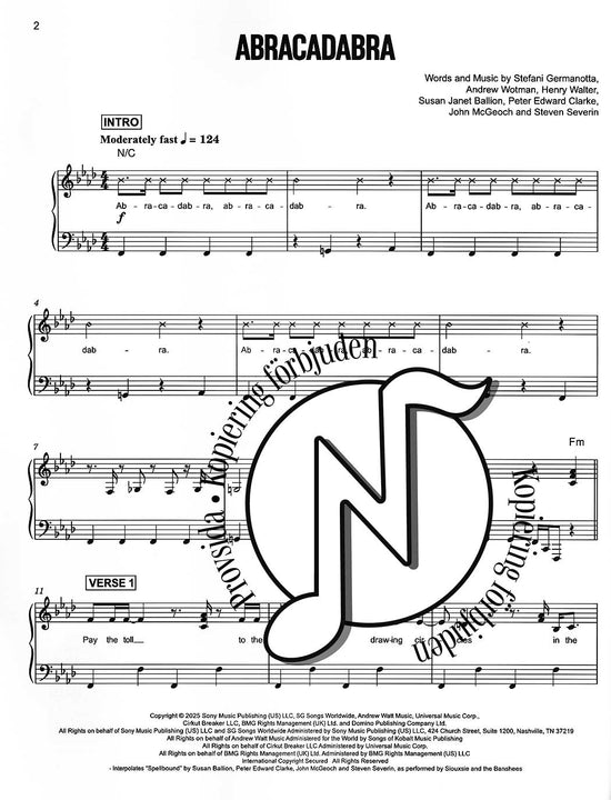 2025-2026 Music Awards (Piano and Lyrics)