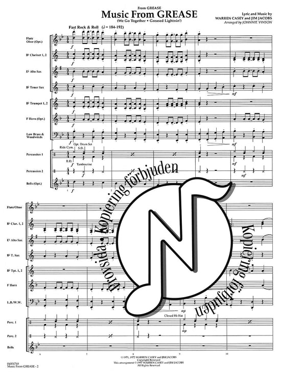 Music from Grease (Concert Band Grade 1.5)