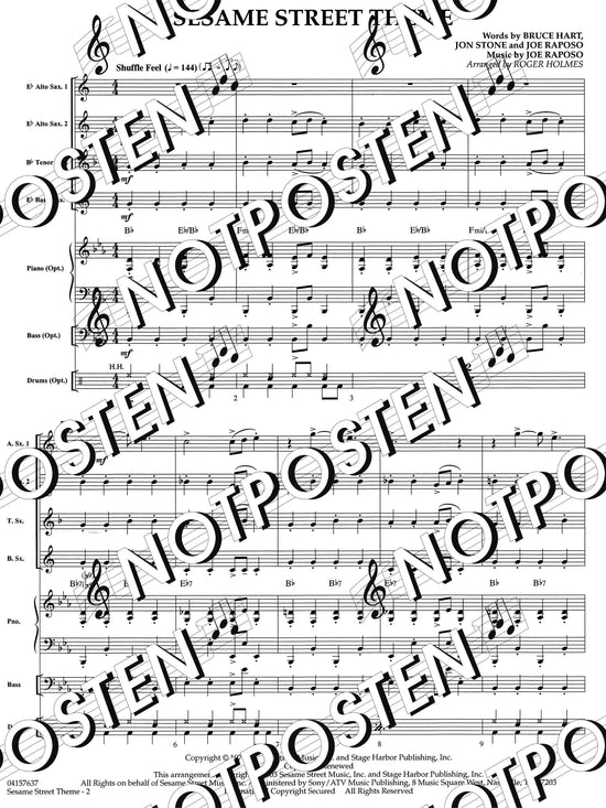 Pops for Ensembles: Sesame Street Theme Saxophone Quartet