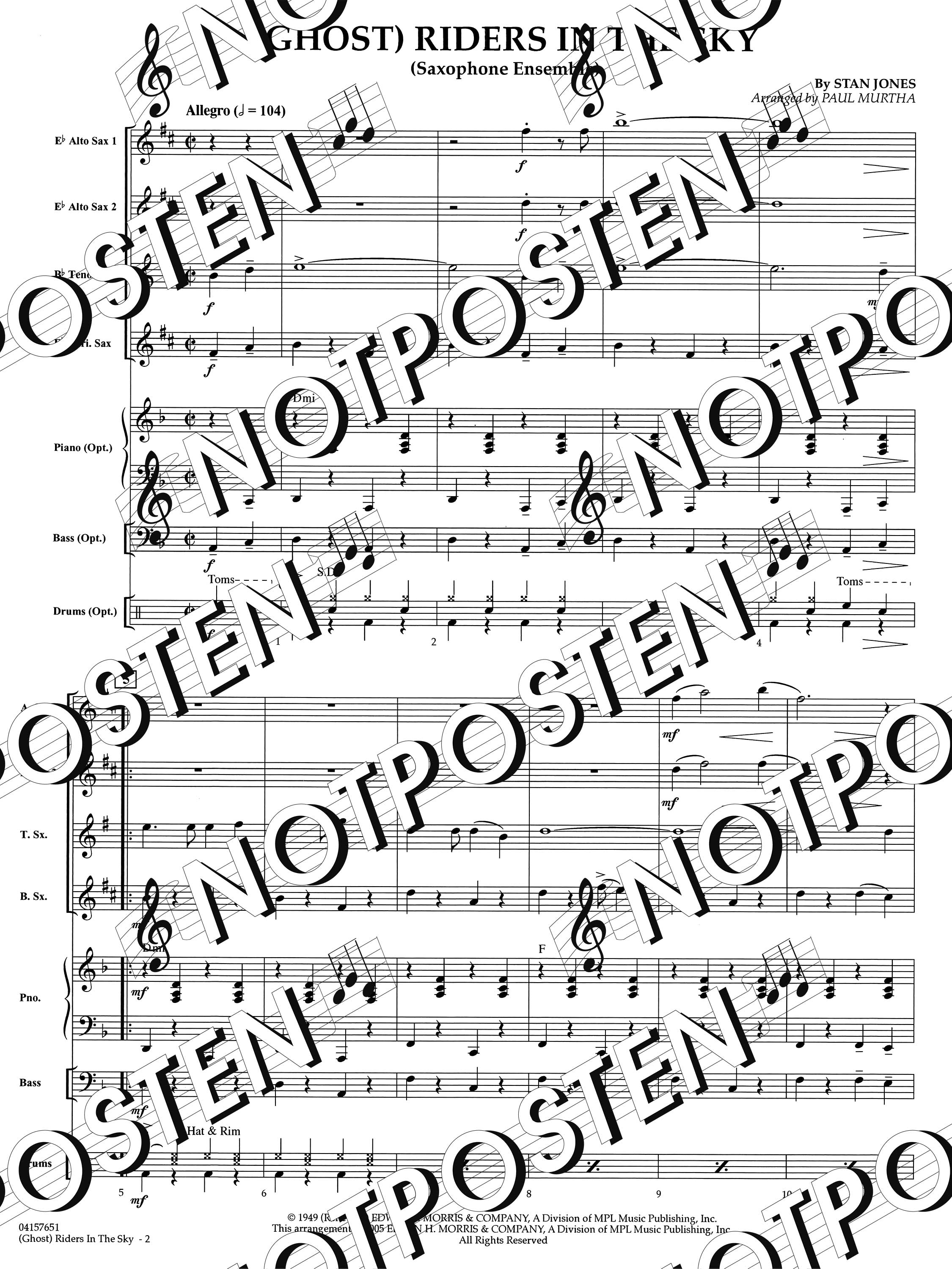 (Ghost) Riders in The Sky Pops for Ensemble Saxophone
