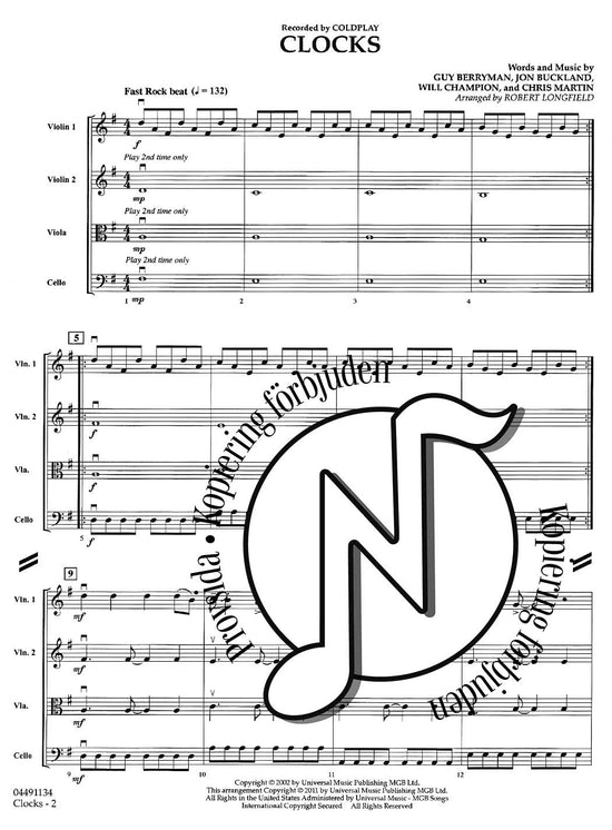 Pops for String Quartets: Clocks (Coldplay)