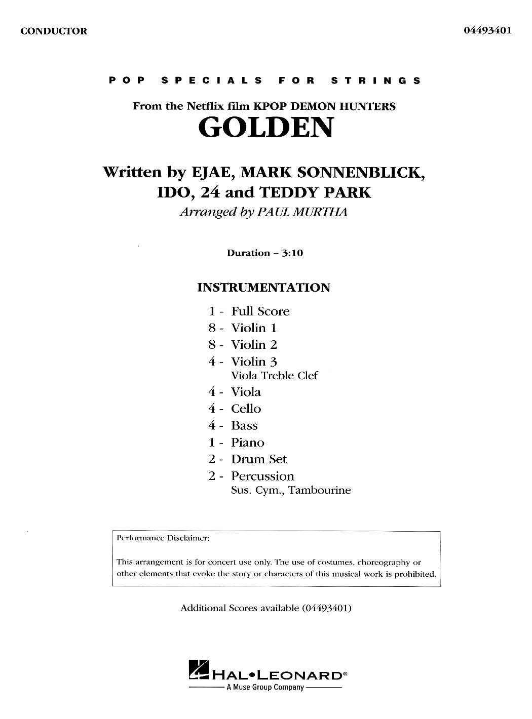 Pop Specials for Strings: Golden (from the Netflix film KPop Demon Hunters)