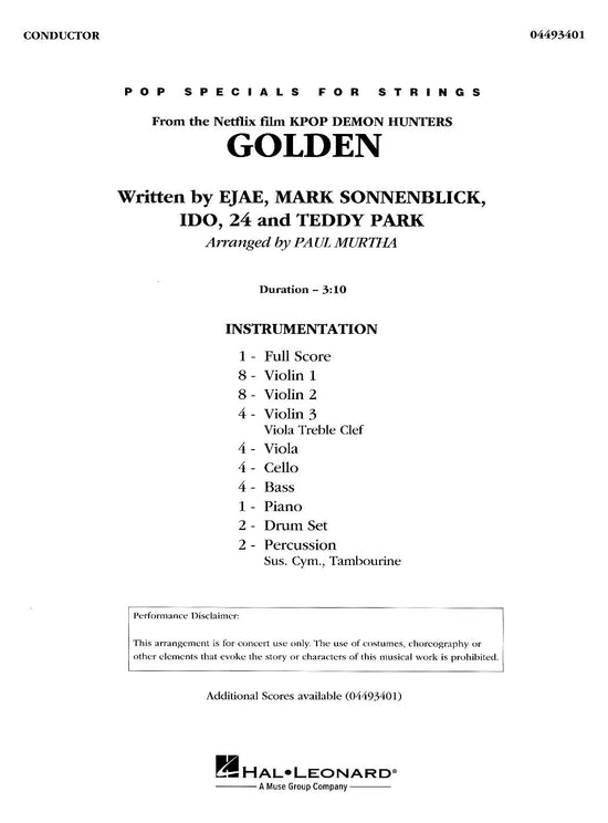 Pop Specials for Strings: Golden (from the Netflix film KPop Demon Hunters)
