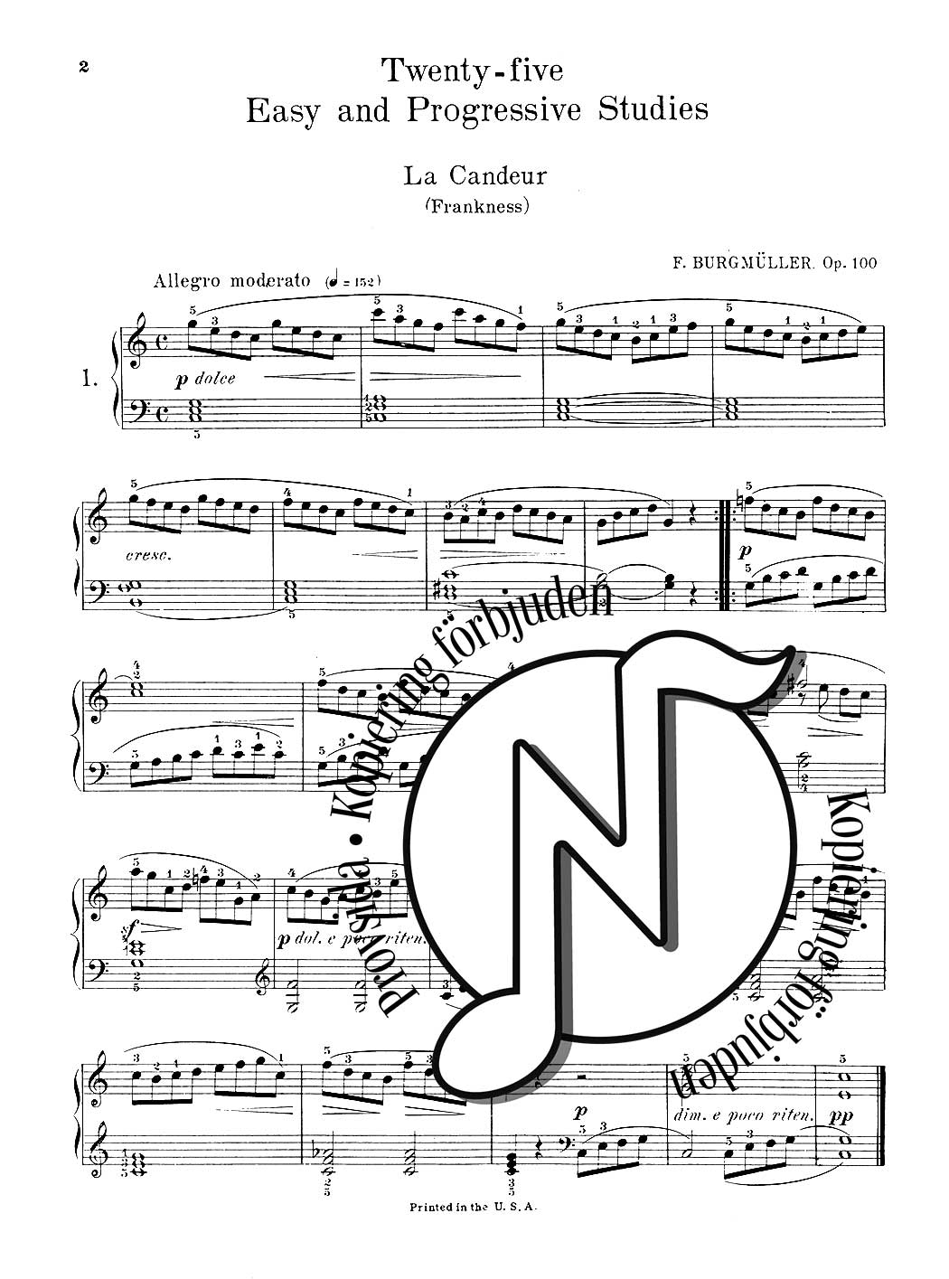 Burgmüller Op. 100: 25 Easy and Progressive Studies for the Piano