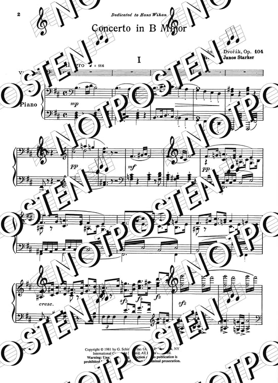 Antonín Dvoràk: Concerto in B Minor (for Cello and Piano)
