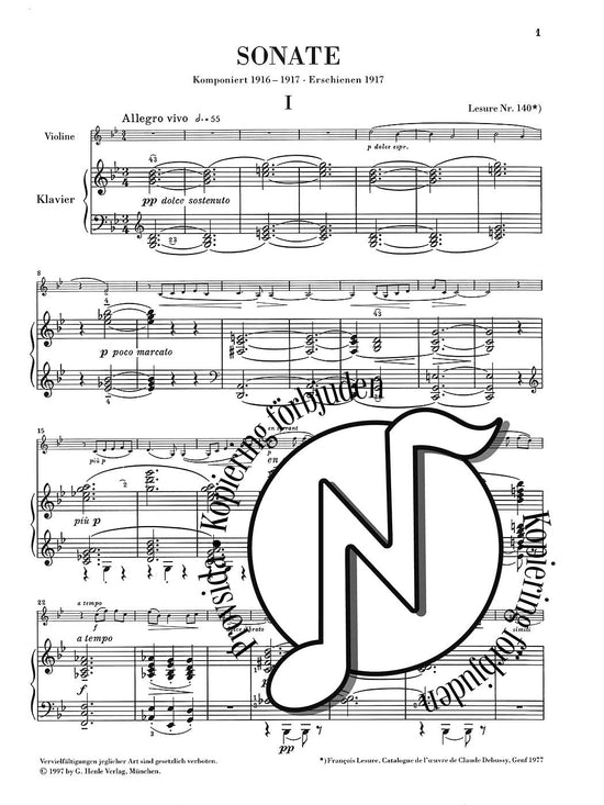 Debussy Sonate für Violine und Klavier G-moll