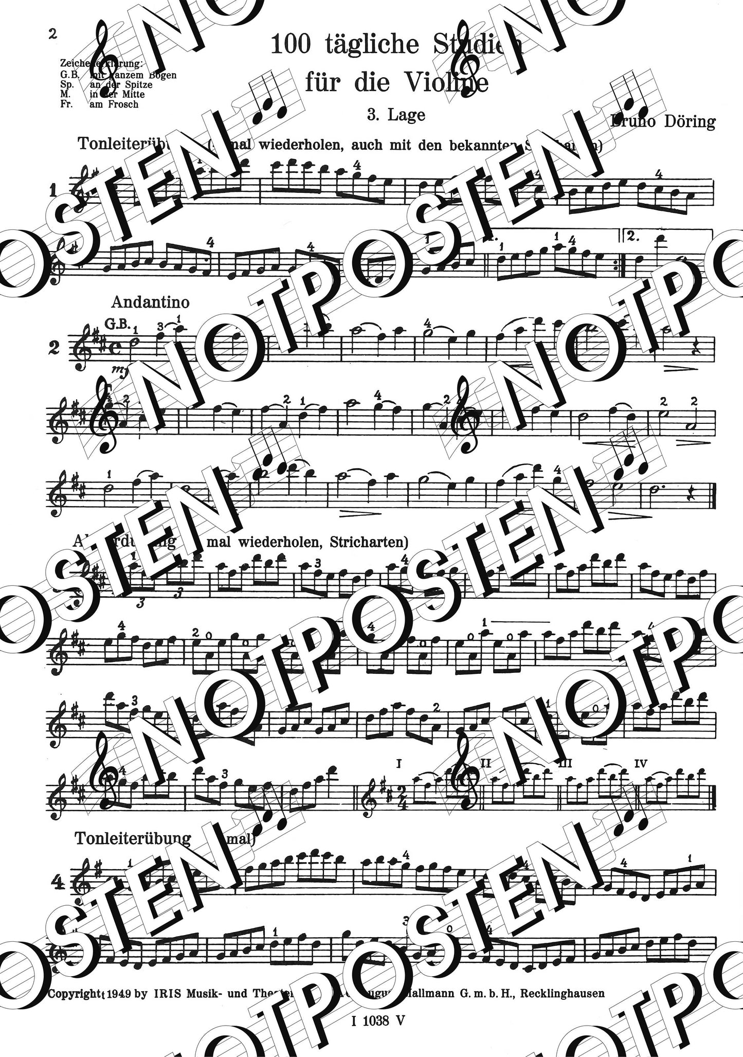 Döring: 100 tägliche Studien für Violine (in der 3. Lage) Heft 2