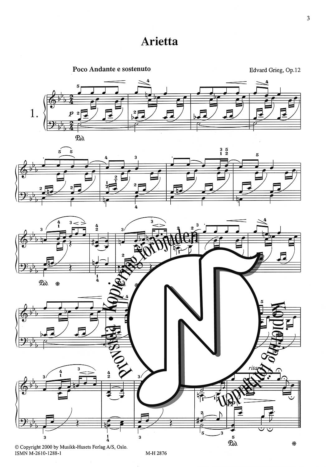 Edvard Grieg: Lyriske Stykker op.12 (Piano)