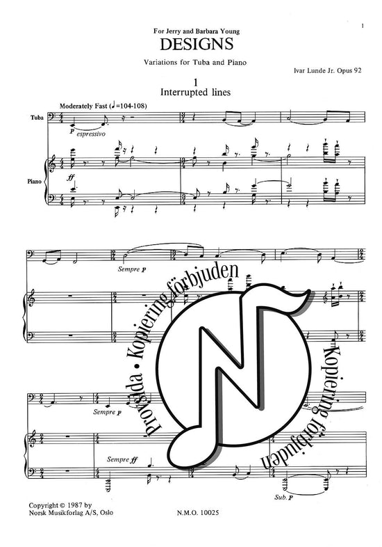 Designs: Variations for Tuba and Piano Op. 92