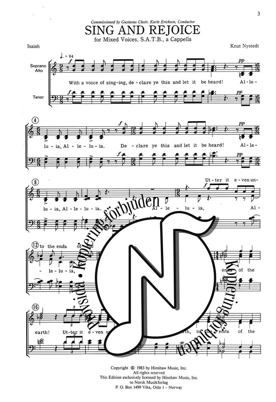 Sing and Rejoice for Mixed Voices, SATB, A Cappella