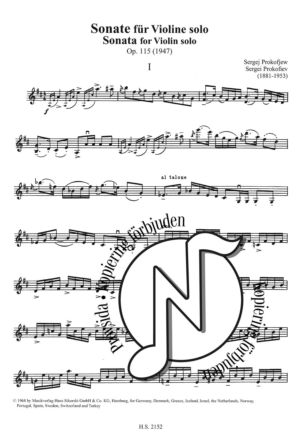 Sergei Prokofiev: Sonata for Violin Solo Opus 115