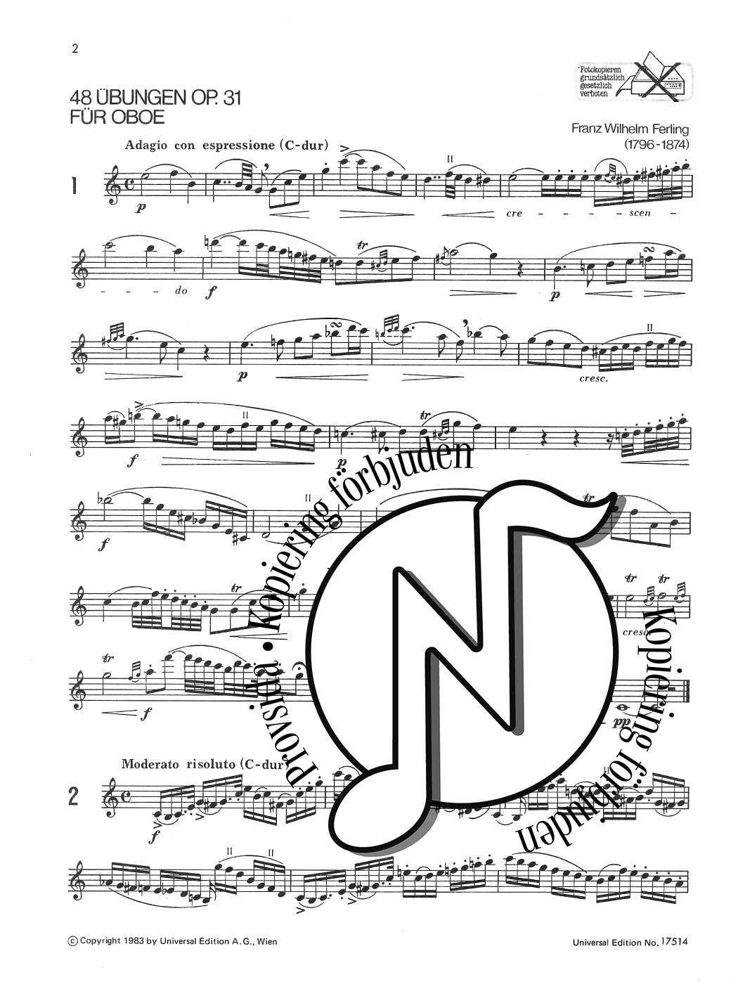 48 Studies Op. 31 for the Oboe (Franz Wilhelm Ferling)