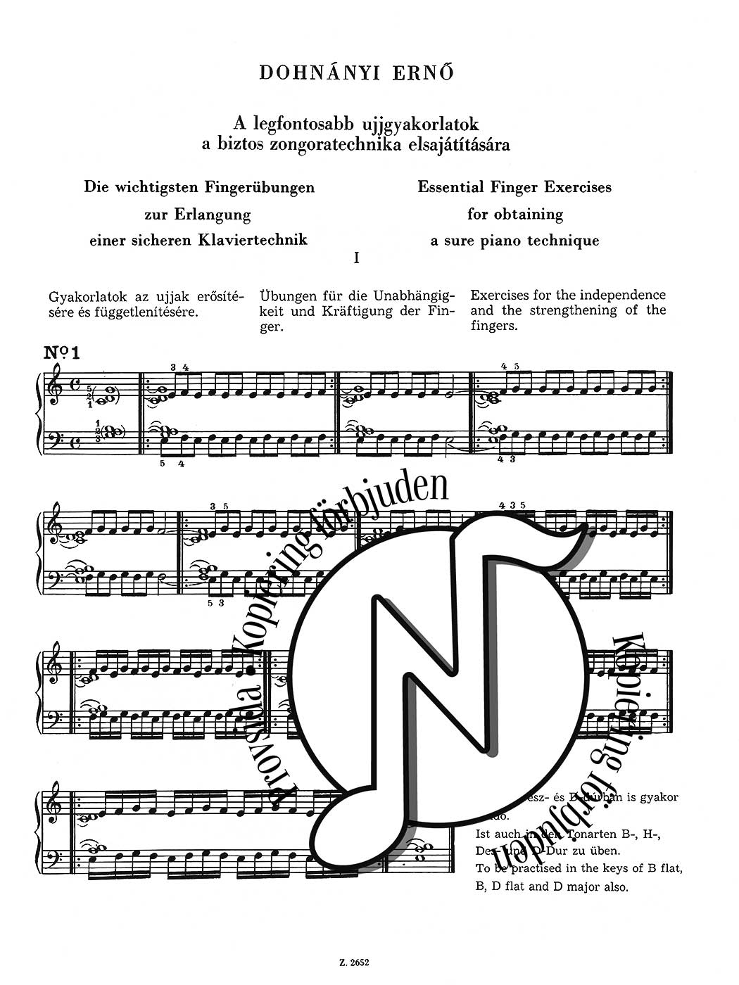 Dohnányi: Essential Finger Exercises for Obtaining a Sure Piano Technique