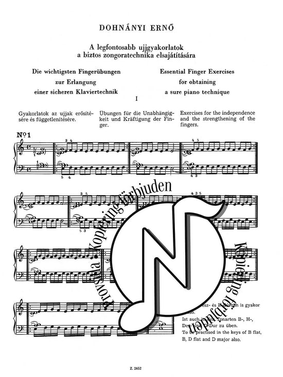 Dohnányi: Essential Finger Exercises for Obtaining a Sure Piano Technique