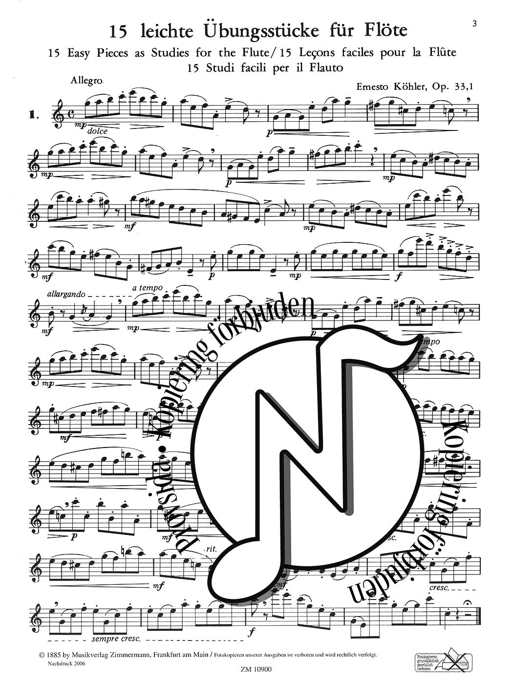 Ernesto Köhler Opus 33 Heft 1: Der Fortschritt im Flötenspiel