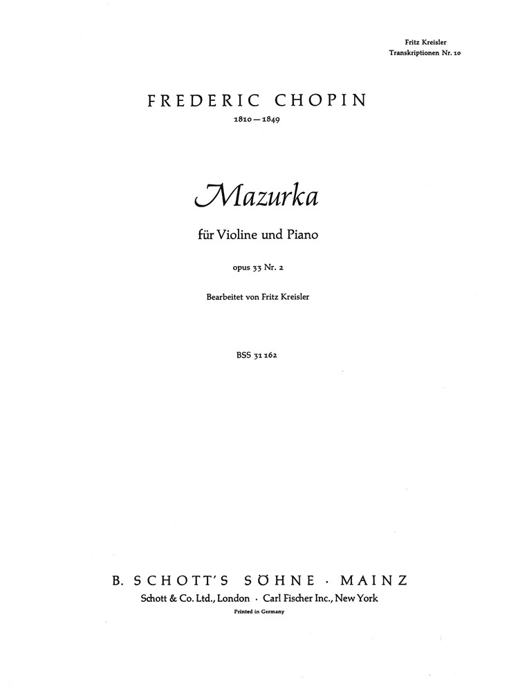 Mazurka für Violine und Piano Op. 33 Nr. 2