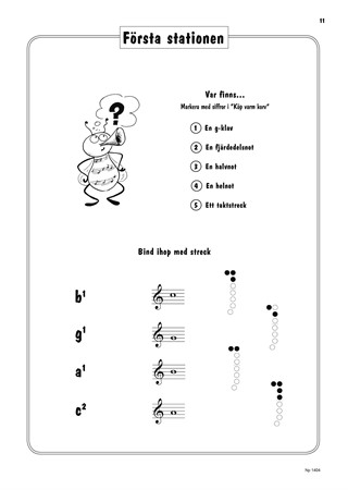 Exempel från Blåsbus 1 Sopranblockflöjt – nybörjarskola för sopranblockflöjt av Jan Utbult